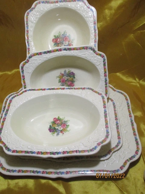 Crown Ducal England Gainsborough Charm Serving Set Platters Bowls Lot of 5