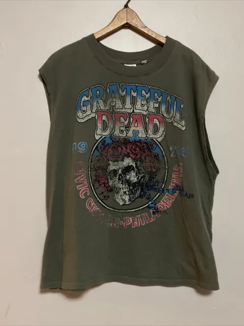 Grateful Dead T-Shirt Junk Food Women's Green Sleeveless Philadelphia Skull L