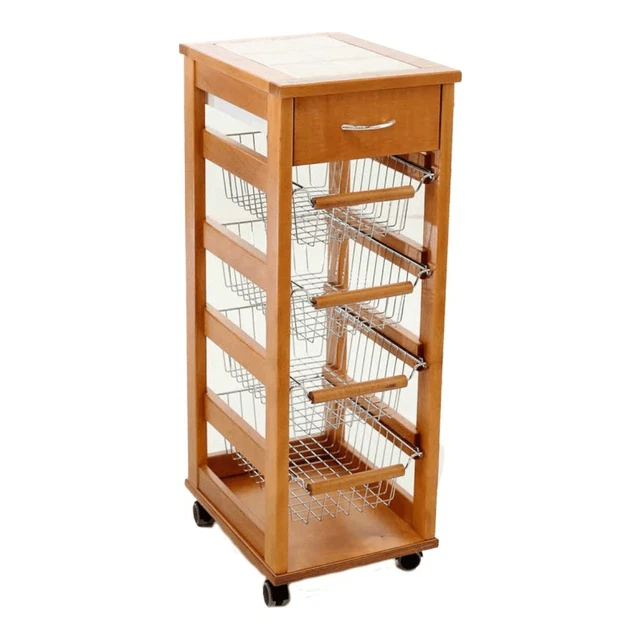 CARRELLO PORTAFRUTTA VESUVIO SALVASPAZIO CILIEGIO MATTONELLE DECO - Foto 5