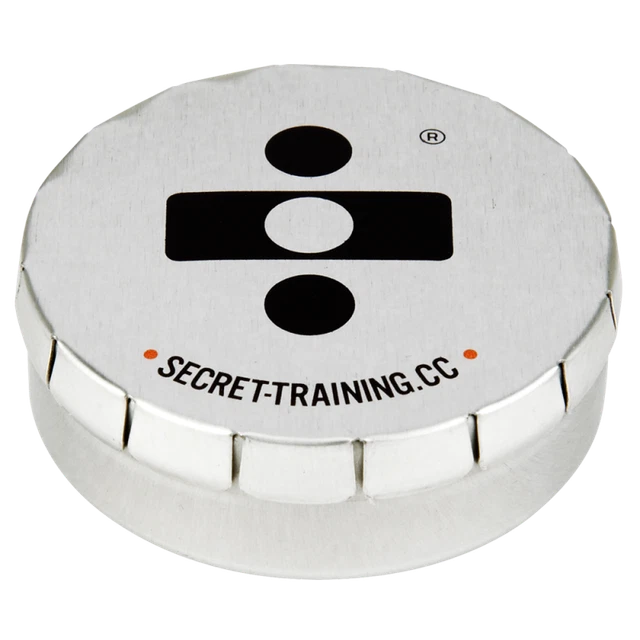 Secret training, Strip,Race Number pins in a tin,Triathlon,TT,Bike,Cycle racing.