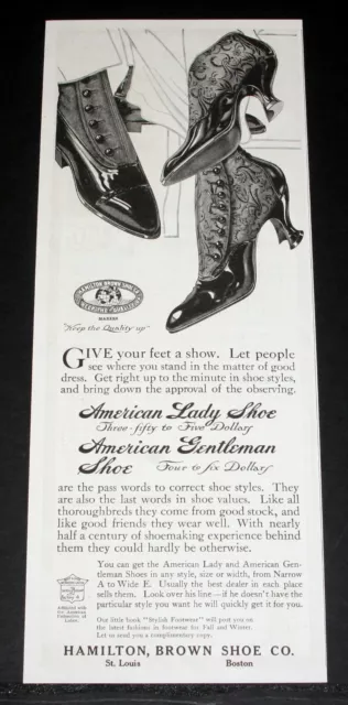 1914 Old Magazine Print Ad, Hamilton American Lady Shoe, Give Your Feet A Show!