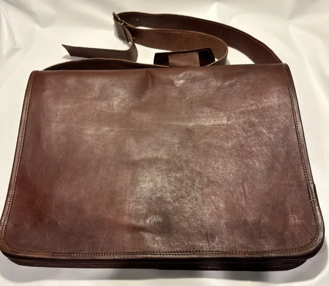 Men's Leather Shoulder Messenger Bag Vintage Briefcase Laptop Handmade Satchel