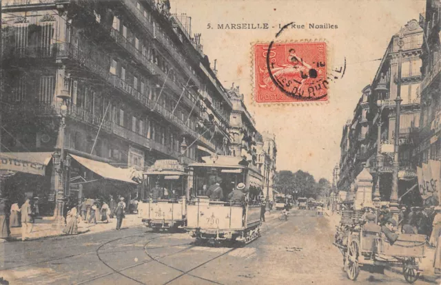 Cpa 13 Marseille La Rue Noailles / Tram / Coupling