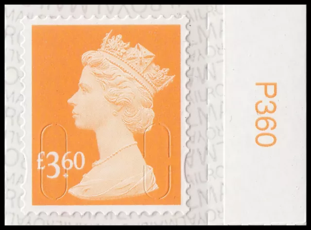 GB Machin Definitive Bright Orange £3.60 M19L price tab P360 single MNH 2019