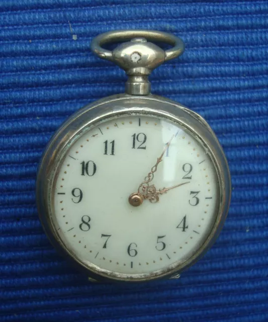Montre De Poche (Gousset) Art Déco En Argent Massif Avec Chaîne - Années 1930 - Non Fonctionnelle