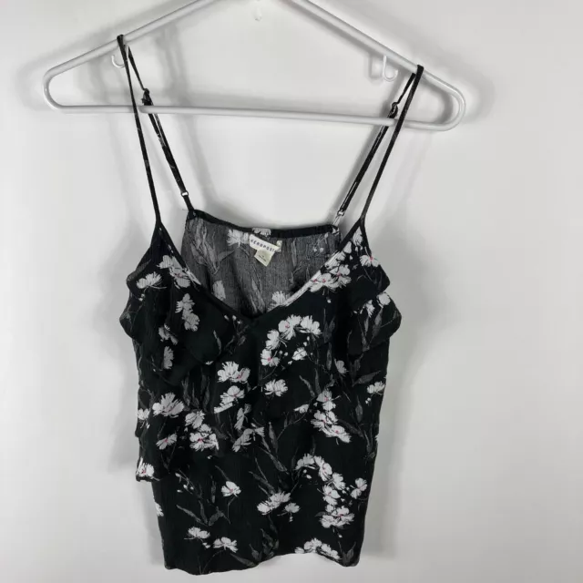 Aeropostale Women’s Black Floral Tank Top Camisole Tiered Layered Shirt Size S