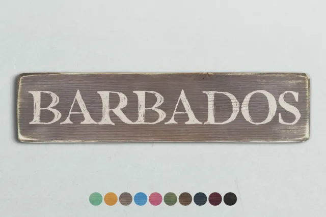 BARBADOS Vintage Style Wooden Sign. Shabby Chic Retro Home Gift