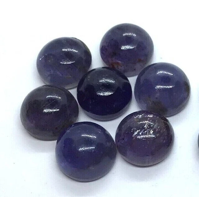Iolite naturelle ronde à dos plat, cabochon AAA, pierre précieuse ample...