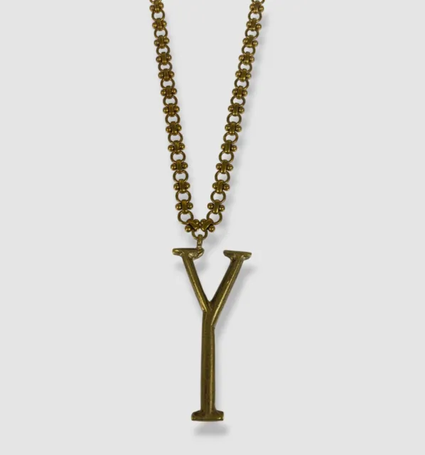 $375 Lulu Frost Women's Gold Plaza Letter "Y" Pendant Necklace