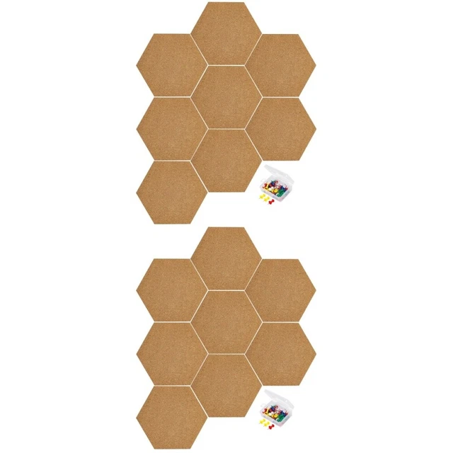 Lot De 20 Panneaux Liège Hexagonaux Adhésifs - Pour Notes, Photos, Décoration Murale, 80 Punaises Incluses