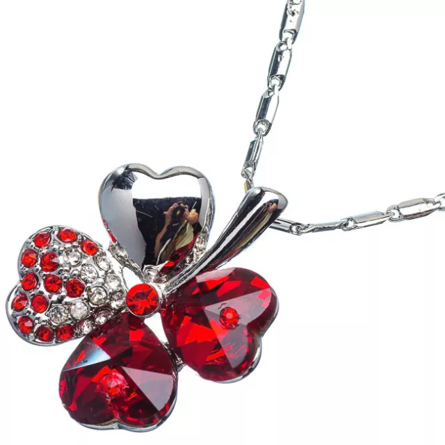 6.90 Ct Heart Cut Style Shape Red Garnet / Ruby CZ 18K White Gold Plated Pendant