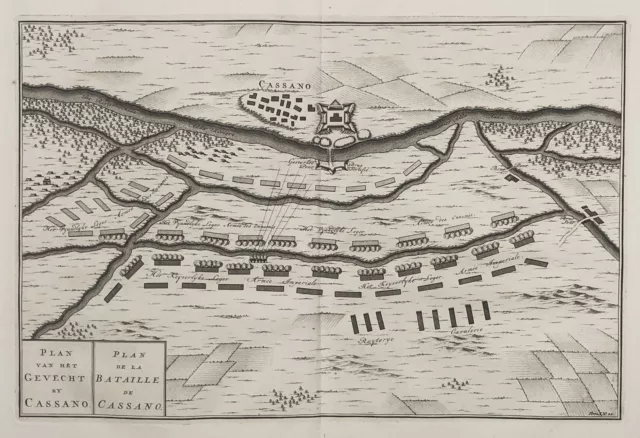 Battaglia Di Cassano D'Adda Lombardia Italia Italie Incisione Engraving 1729