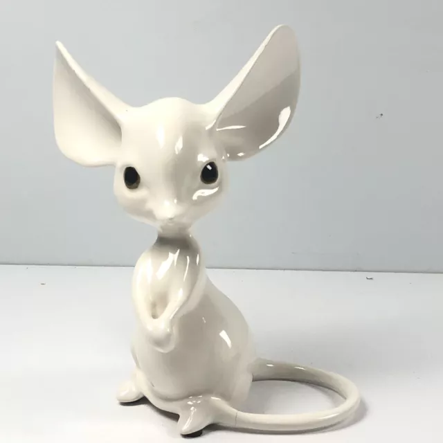 VTG Freeman McFarlin Pottery Big Eared Mouse 5.5" White Ceramic Mid Century