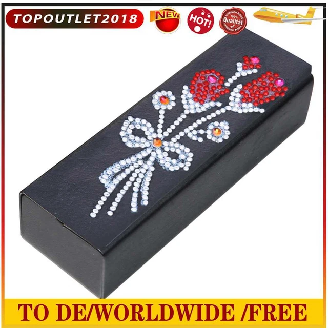 Hágalo usted mismo Diamante Pintura Cuero Anteojos Cáscara Rígida Gafas de sol Portátiles Estuche Caja