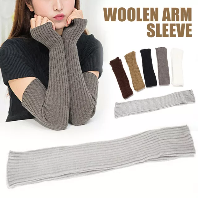 1 Paar Damen Lang Handstulpen Fingerlos Handschuhe Gestrickt Winter Armstulpen