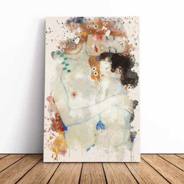 Gustav Klimt Mother And Child Baby Canvas Wall Art Print Framed Picture Decor