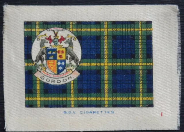 GORDON Clan Tartan and Coat of Arms 100 year old SILK card issued in 1922