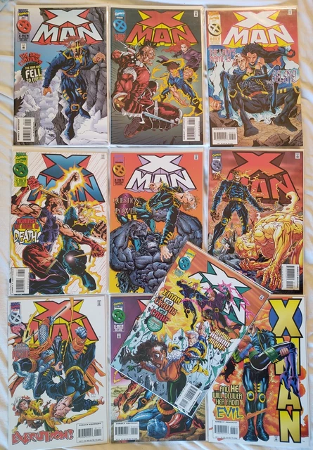 X-MAN #5 6 7 8 9 10 11 12 13 14 continuous NM run lot of 10 Marvel Comics 1995