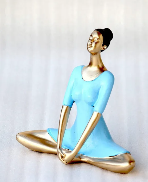 Résine Peint à la Main Femme En Yoga Position Modèle Multicolore pour Maison