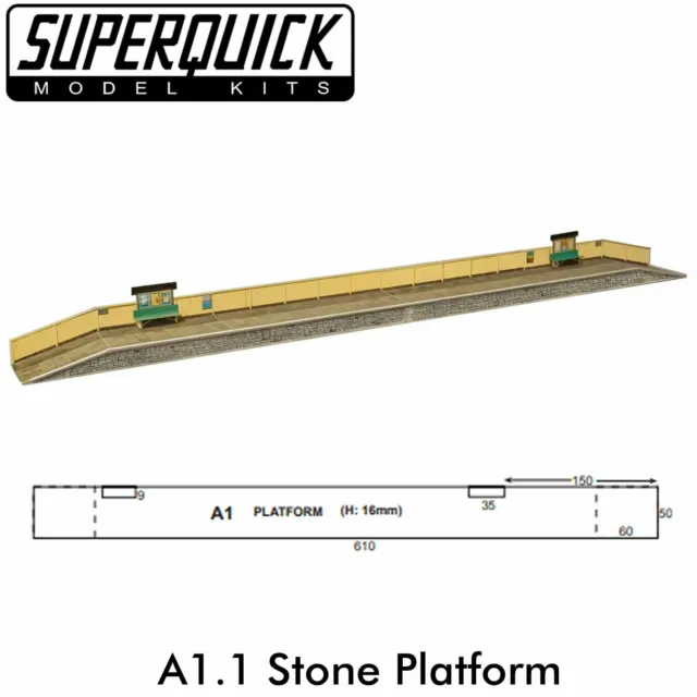STATION PLATFORM A1.1 1:72 OO HO Railways Stone Building Series A01a SUPERQUICK