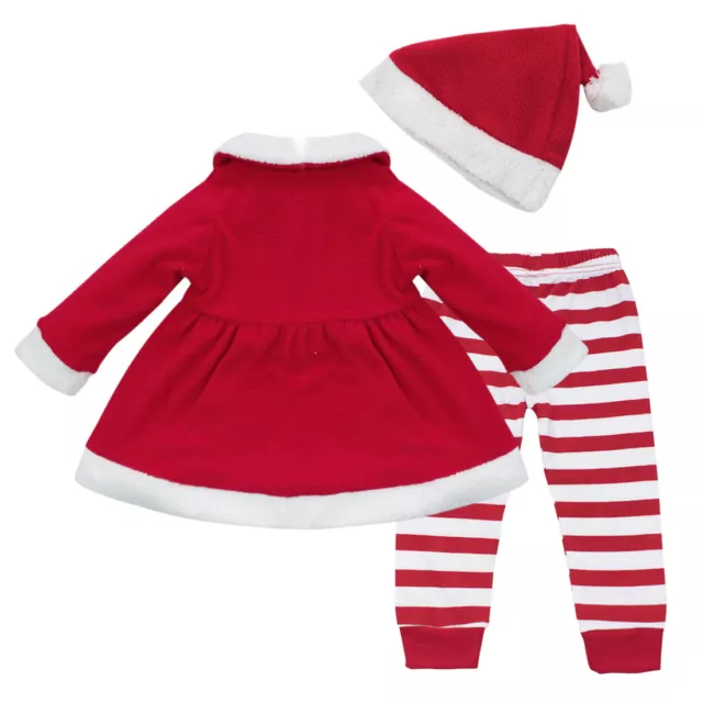 Bébé bébé costume de Noël robe manches longues pull avec pantalon et chapeau tenue 2