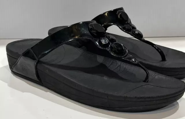 FitFlop Wobble Board Lunetta Jeweled Slides Wedge Sandals Comfort Shoes 11
