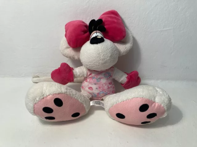 Doudou souris pull jaune noeud rose Diddlina DIDDL