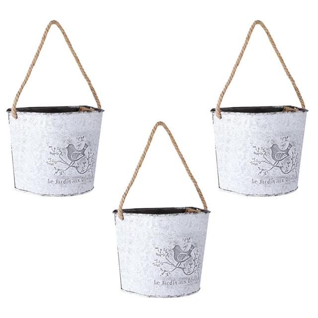3 Pcs Galvanized Flower Vase Half Round Tin Flower Pot Rustic Table Decor Plant