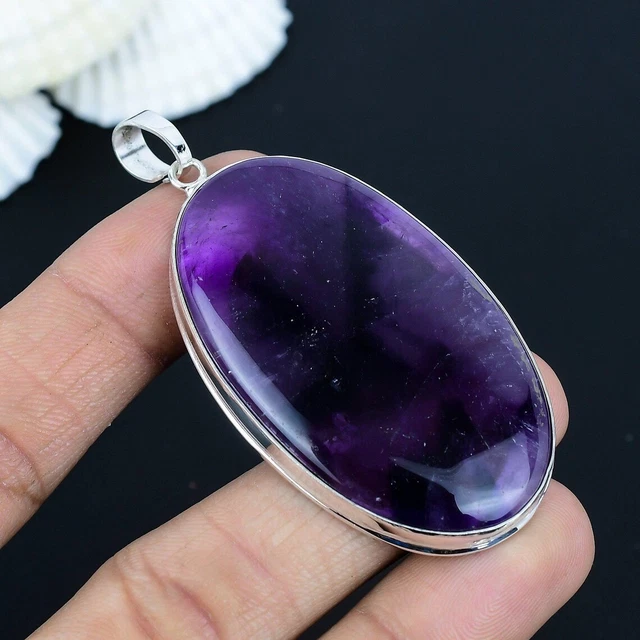 Pendentif en argent sterling 925 fait à la main avec pierre