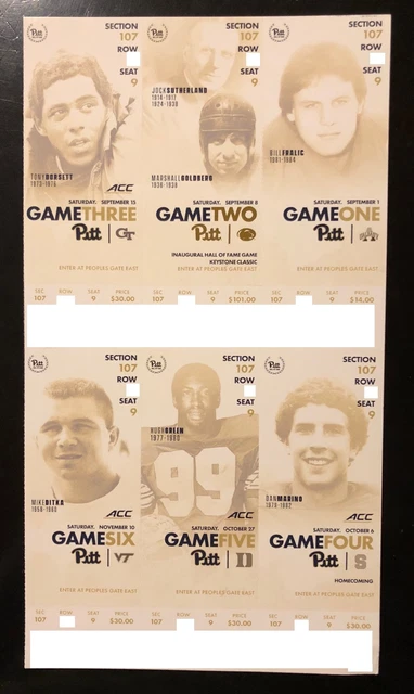 2018 Pittsburgh Panthers Pitt Football Collectible Ticket Stub - Any Home Game