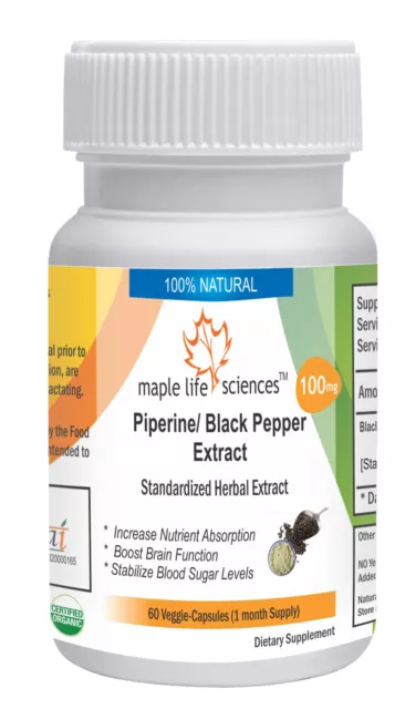 Black Pepper Extract capsules: Pure & high quality PIPERINE 95% by HPLC