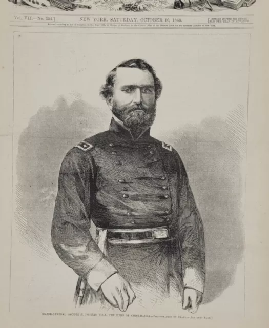 Harper's Weekly 10/10/1863  George H Thomas Chickamauga / Siege of Charleston