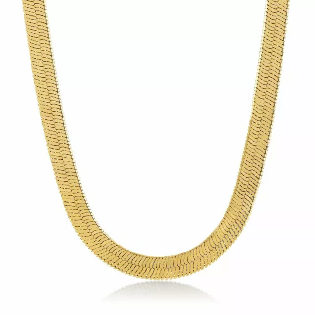 5.50mm Flexible Herringbone Chain Necklace 14K Yellow Gold Plated 925 Italy
