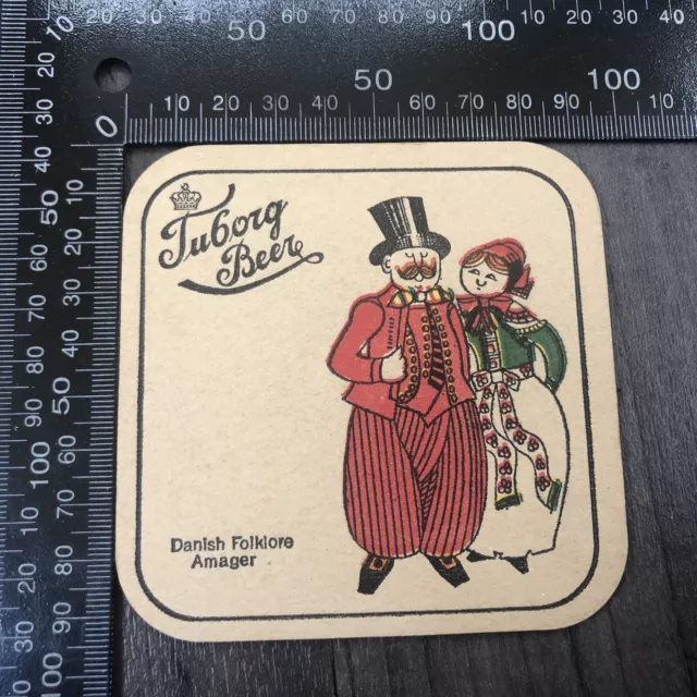 Authentic Vintage Cardboard Beer Mat Coaster Danish Folklore Tuborg Beer Amager