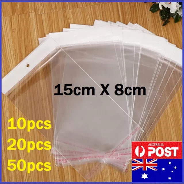 8cmX15cm Hangsell Cellophane Cello Clear Plastic Self Seal Bags Resealable AU