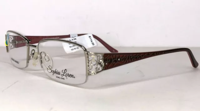 New Sophia Loren Beau Rivage Eyeglasses M258 SILVER 52-18-135 $114 FRAMES