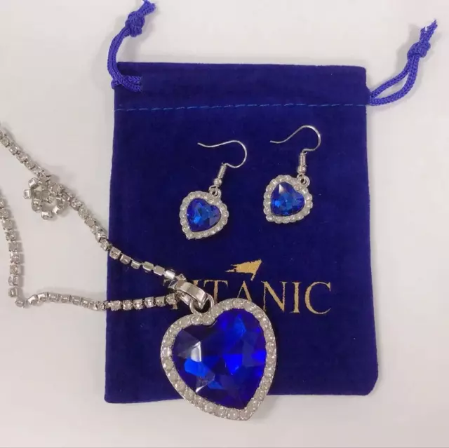 Titanic Necklace Heart Of The Ocean & Earring Jewellery Set Rose Jack