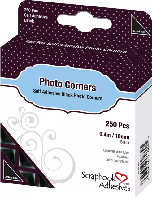 Scrapbook Adhesives Photo Corners Self-Adhesive .375" 250/Pk-Black 1669