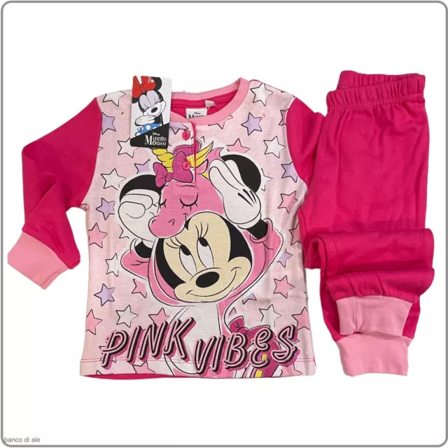 Pigiama bambina bimba in caldo cotone invernale morbido Minnie Disney 3 4 5 6 7