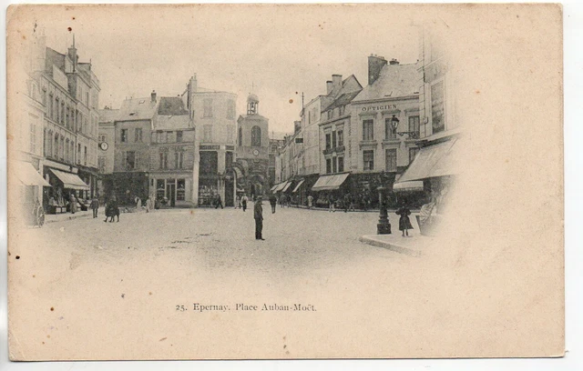 EPERNAY - Marne - CPA 51 - the streets - Place Auban Moet - 1900 shop map