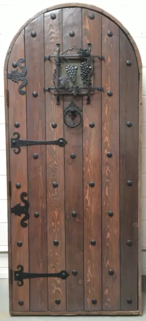 Rustic reclaimed solid lumber Doug Fir DOOR arched winery castle story book iron