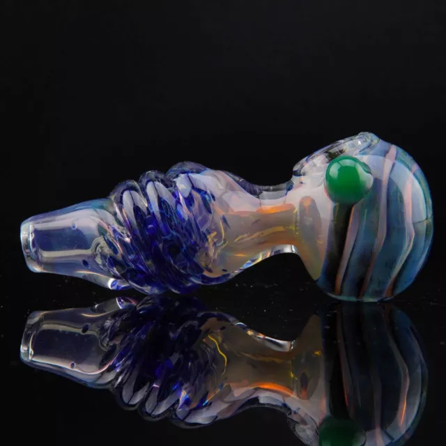 4.5" Handmade Thick Blue Color Changing Spiral Tobacco Smoking Bowl Glass Pipes