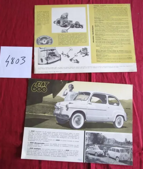 N°4803 /  FIAT 600  /  prospectus en  français   1960