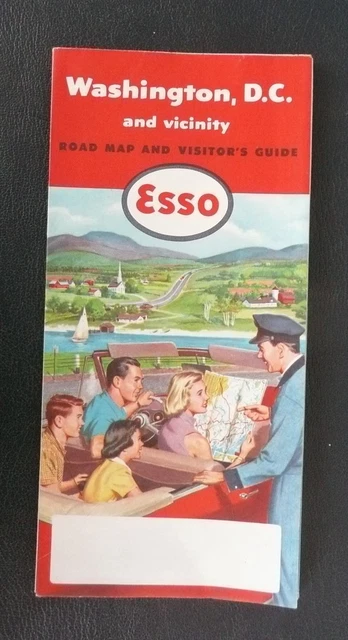 1954 Washington, D.C. street map Esso oil & vicinity roads visitor's guide