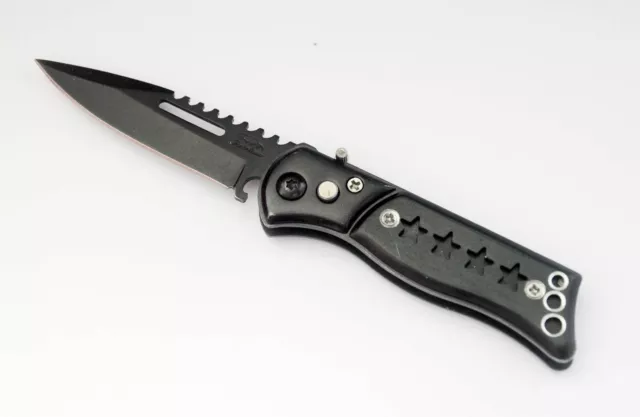 couteau de poche pliant acier NOIR chasse, pêche, randonnée Knife Rf64