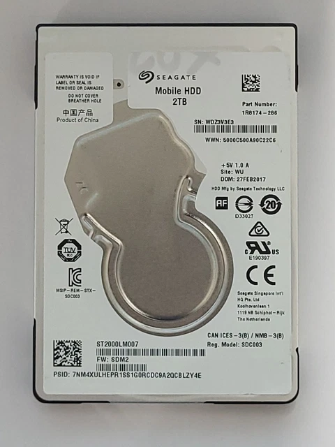 Disque Dur Seagate 2To 2.5″ ST2000LM007 – SATA – Occasion (Modèle 1R8174-286)