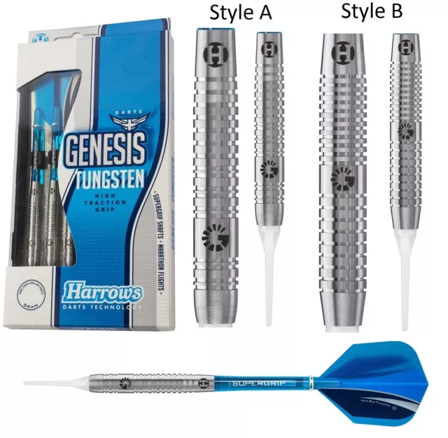 Harrows Genesis Tungsten Soft Tip Darts - Choose from 2 Styles - 16g or 18g