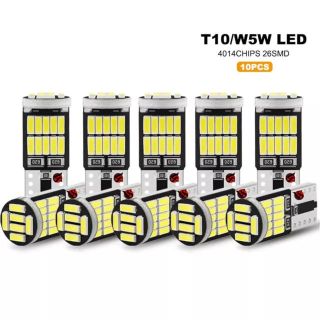 10 LED Lamps T10 26 SMD No Error WHITE CANBUS For Car License Plate Position Lights