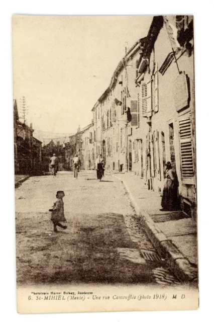 Postcard St Mihiel (Meuse) France WWI Une Rue Camoufflee A Camouflaged Street