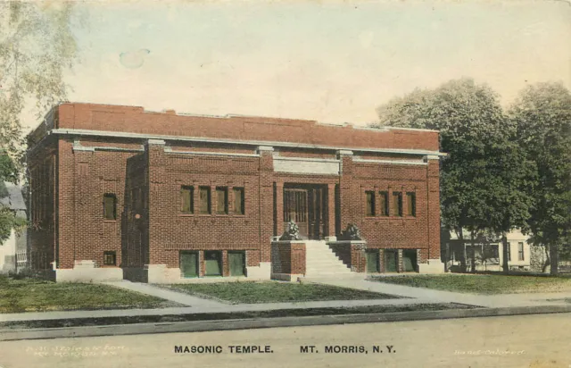 Mt.Morris Ny Maçonnique Temple 1937 Carte Postale